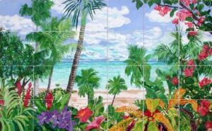 Art on Tile - Springtime in the Tropics 6 x 6