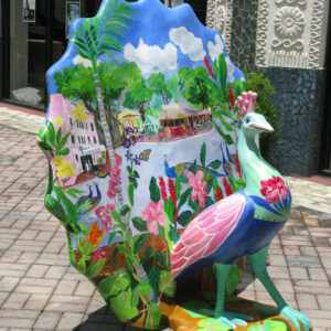 Queen of Coconut Grove Peacock Sculpture Original Acrylic Commissioned 4.5'x5'