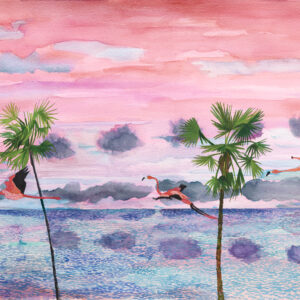 Flying Flock of Flamingos