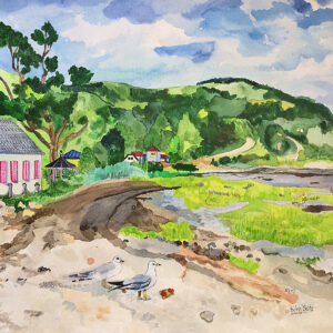 Greengrasses on Canadian Beach Original 16" x 22" Watercolor