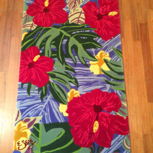 Rose Hibiscus #1 Short Runner Wool Rug