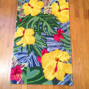 Yellow Hibiscus Wool Rug Short Runner 28"x48"
