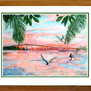 Skimmers at Sunset Original Watercolor Commissioned 25"x34"