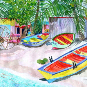 Beached Dinghies and Shack