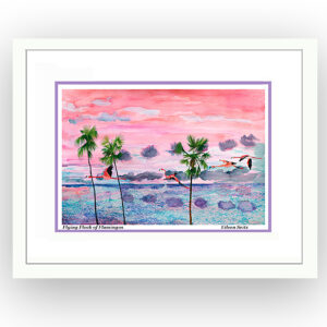 Flying Flock of Flamingos 6.5" x 9.5" plus mats and frame