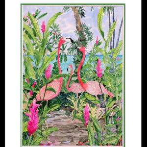 Flamingo News Hand-Signed Giclee  image 15"x11.25"  Framed 21"x 17"