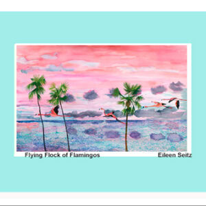 Flying Flock of Flamingos Framed Miniprint (Clearwater)