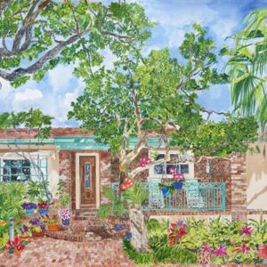 McShane House - South Miami Florida Original Watercolor Commissioned 18"x 40"