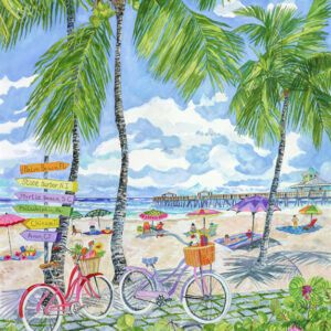 A Day at the Beach Original Watercolor Commissioned 28" x 20"