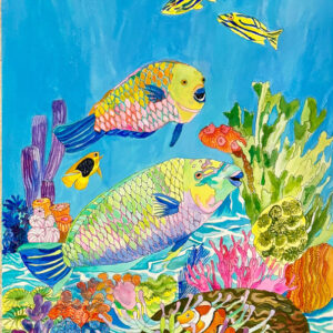 Parrotfish on the Reef original 18" x 12" unframed watercolor Sold