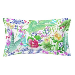 Orchids and Blue Ferns Pillow Shams (Knife Edge or Flanged)