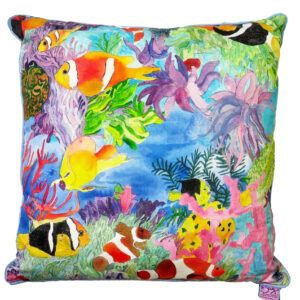 Clownfish and Yellow Fish 18" x 18" light blue backing