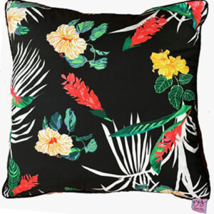 White Eurekas and Hibiscus on Black 18" x 18" x 3"