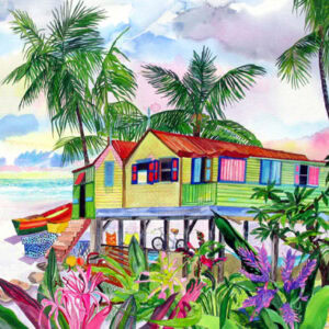 Beach Shacks Vertical  7 x 5 artcard