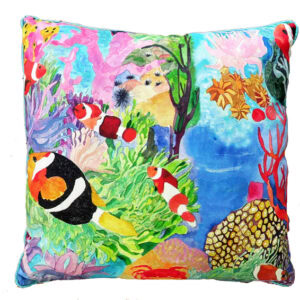 Clownfish with yellow fish -aqua backing pillows
