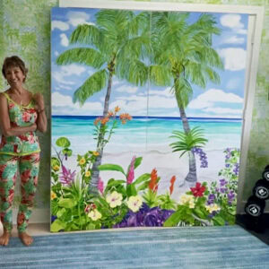 Love Between the Palms - original 80" x 72" oil on canvas paintings
