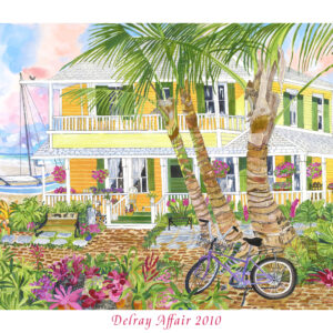 Delray Affair 2020 Poster -The Yellow Beach House -Image is 15.5" x 22"   Paper is 18" x 24"